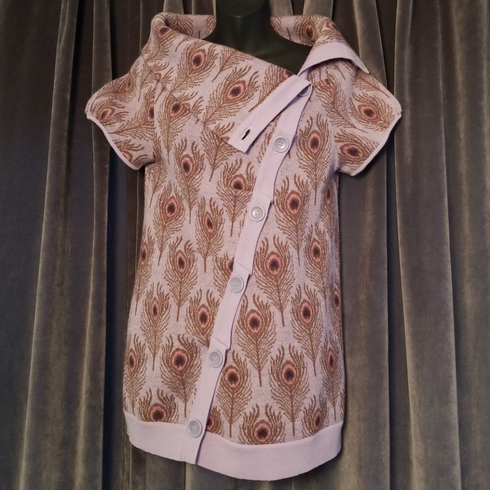 Anthropologie MOTH sz S Peacock Feather sweater